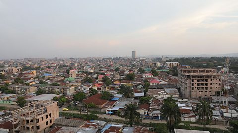 A view of buildings in the city of Kinshasa.