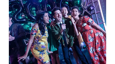 Apple TV+ Tiya Sircar, Ben Schwartz and Ayden Mayeri appear in The Afterparty, a mind-challenging form of escapism (Credit: Apple TV+)