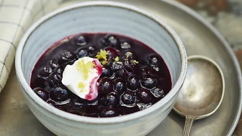 Lauren Volo for the Gefilte Manifesto, Flatiron Books A berry soup by modern chef Jeffrey Yoskowitz, inspired by Fania Lewando’s The Vilna Vegetarian (Credit: Lauren Volo for the Gefilte Manifesto, Flatiron Books)