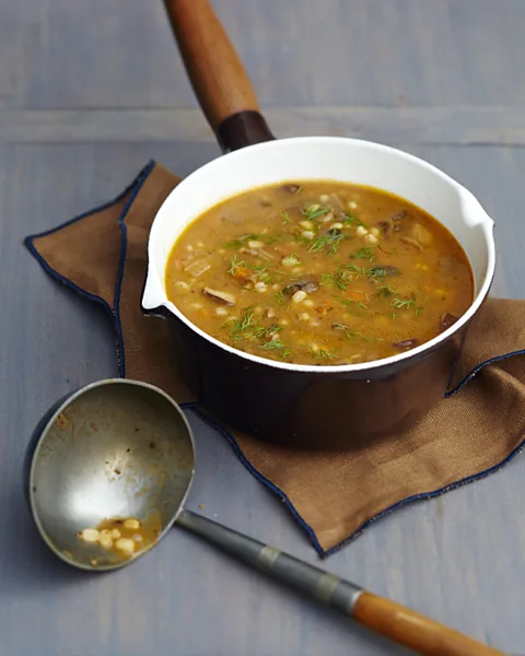 Lauren Volo The Gefilte Manifesto’s mushroom barley soup, inspired by Fania Lewando (Credit: Lauren Volo)