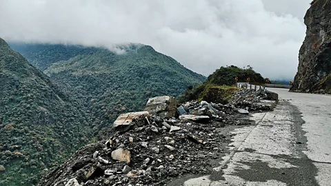 Egle Gerulaityte Via San Bartolome merges with a network of local roads leading down into the Amazon rainforest, often damaged by landslides (Credit: Egle Gerulaityte)