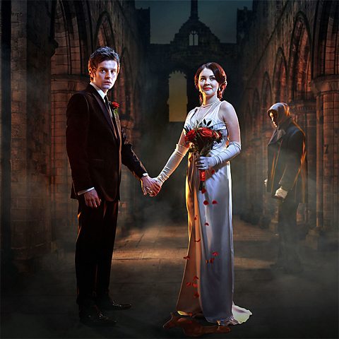 Frankenstein's Wedding : Live In Leeds - Picture shows Victor (Andrew Gower), the Creature (David Harewood) and Elizabeth (Lacey Turner) at Kirkstall Abbey Leeds for Frankenstein's Wedding Live in Leeds on 鶹ҳ Three 19th March 2011.