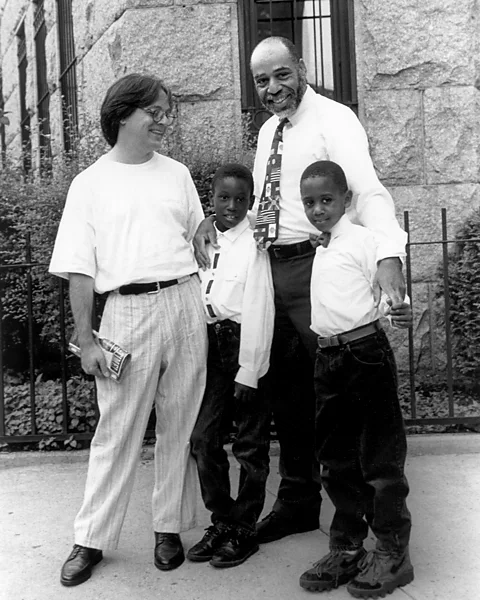 Gigi Kaeser / Love Makes a Family Michael Elsasser, Doug Robinson and their sons, Zachary and Justin, in the 1990s. The family has grown, as Zachary now has two children (Credit: Gigi Kaeser / Love Makes a Family)