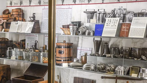 Ronan O’Connell Dozens of old cooking utensils are displayed at the Museo della Cucina (Credit: Ronan O’Connell)