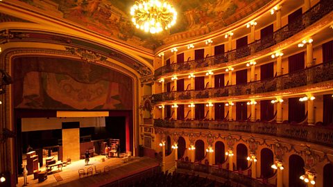 The interior of the Teatro Amazonas in Manaus, Brazil.