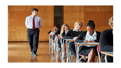 Students sitting in an exam hall