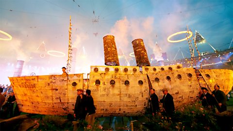 A model of the Empire Windrush ship at the 2012 London Olympics opening ceremony