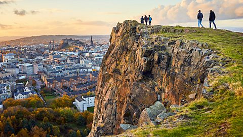 Arthur’s Seat overlooks Edinburgh and is the remains of an extinct volcano made from igneous rock