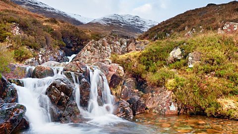 A stream of water running through rocks