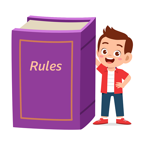 Make fair rules Child next to rule book