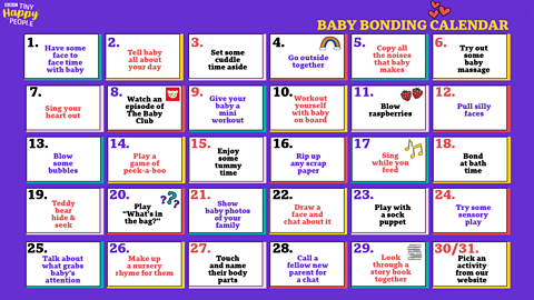 Try our 30 day baby bonding calendar