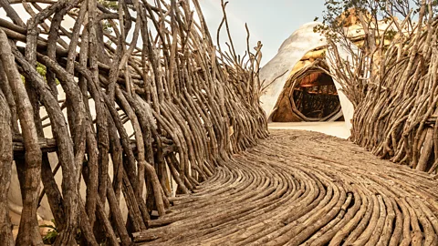 Courtesy Azulik The environmentalist complex Azulik Uh May in Mexico has walkways made of indigenous, vine-like bejuco wood (Credit: Courtesy Azulik)