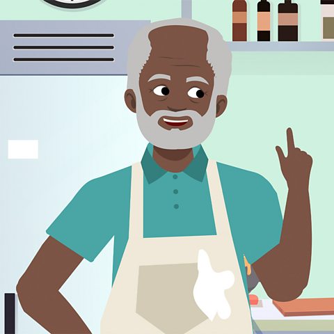 Illustration of a carer pointing his finger