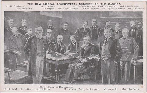 Liberal Government of 1905 included well-known names such as David Lloyd George and Herbert Asquith.