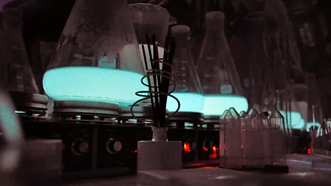 Glowee Glowee grows the marine bacterium Aliivibrio fischeri in salt water and a mix of nutrients – the bacteria glow when they are given oxygen (Credit: Glowee)