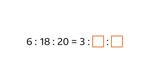 Six to eighteen to twenty equals three to a blank box highlighted to a blank box highlighted.