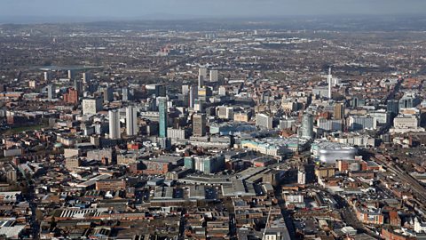 Aerial of Birmingham city centre.