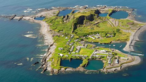 Aerial view of Easdale Island, Scotland