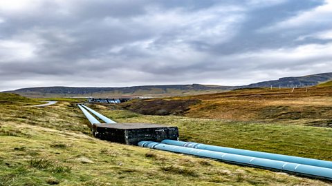 Pipelines across the countryside in Scotland