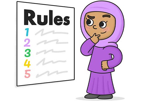 Picture of a girl looking at a list of rules