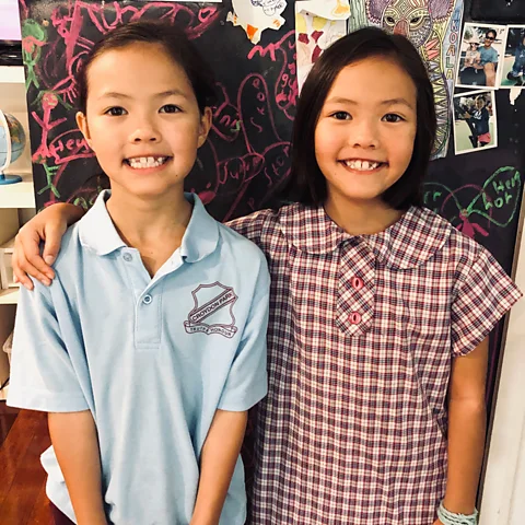 Claire Chow Twins Maddie and Mia were DNA tested at the age of four, and turned out to be 99.99% identical (Credit: Claire Chow)