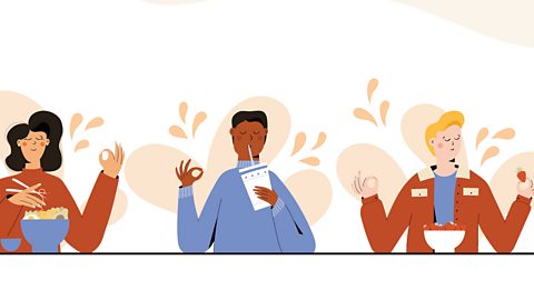 illustration of people meditating while eating and drinking