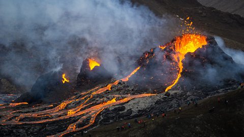 Mount Fagradalsfjall in Iceland erupting.