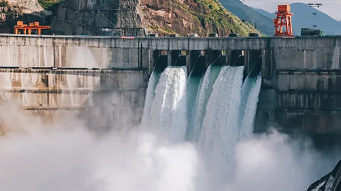 Getty Images Gravity batteries work in a similar way to pumped hydro, which involves funnelling water uphill before releasing it through turbines to generate energy (Credit: Getty Images)