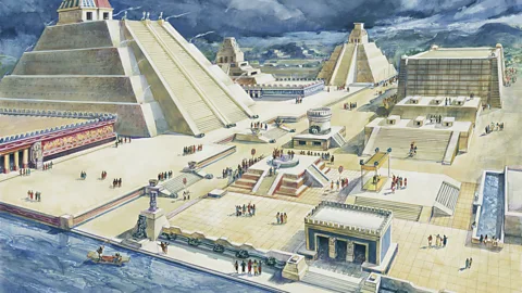 DEA Picture Library/De Agostini via Getty Images The Aztec capital, Tenochtitlán had houses with highly standardised dimensions (Credit: DEA Picture Library/De Agostini via Getty Images)