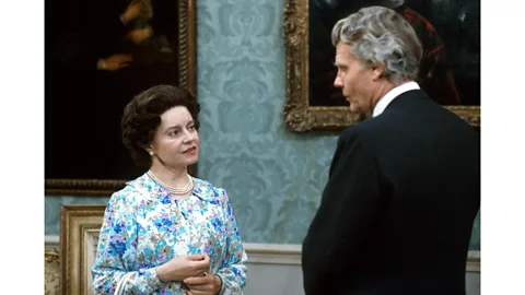 Prunella Scales as the Queen and James Fox as Anthony Blunt starred in the screen version of the Alan Bennett play A Question of Attribution (Credit: BBC)