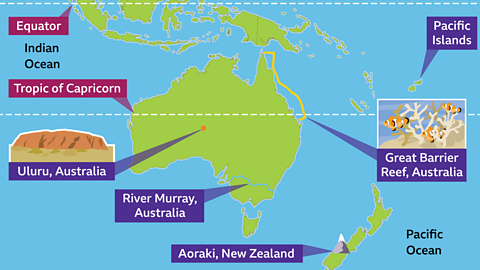 A map of Oceania.