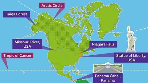 A map of North America. 