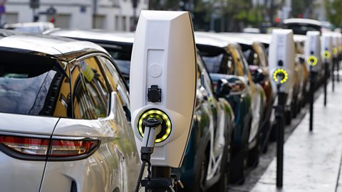 Electric cars being charged