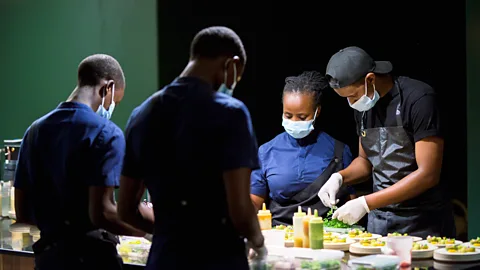 Meza Malonga Dieuveil Malonga and his team experiment in what he refers to as his "innovation lab" (Credit: Meza Malonga)