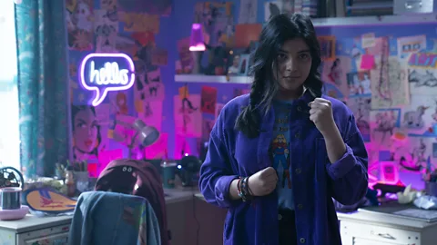Marvel Studios 2022 Pakistani-Canadian actress Iman Vellani plays Ms Marvel as a young girl facing typical teenage tribulations (Credit: Marvel Studios 2022)