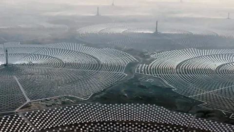 Warner Bros In Blade Runner 2049, solar panels and synthetic farming stretch to the distance (Credit: Blade Runner 2049)