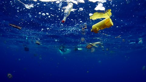 An image of plastic floating in the ocean.