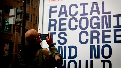 Fight for the Future There has been significant push back from the public and campaigners over the use of facial recognition technology (Credit: Fight for the Future)