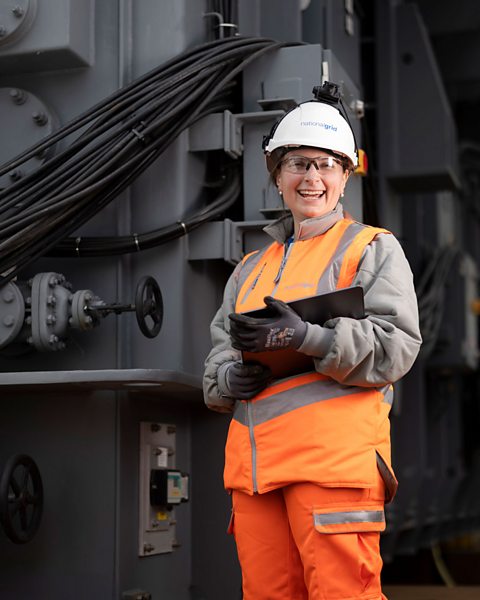 Emma in high-vis gear at work.