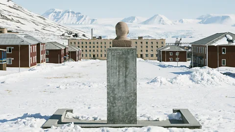 Christian Aslund/Getty Images The central square at the coal-mining town is watched over by a bust of Lenin (Credit: Christian Aslund/Getty Images)