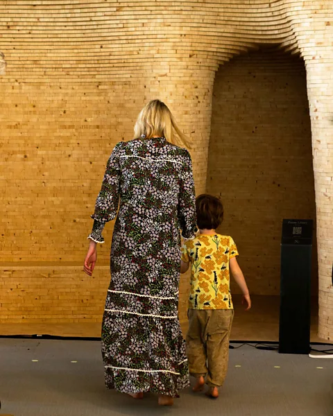 Future Library/Kristin von Hirsch Paterson and her son enter the Silent Room (Credit: Future Library/Kristin von Hirsch)