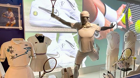 Tennis outfits on display at Museum including Roger Federer's outfit worn in 2008 final