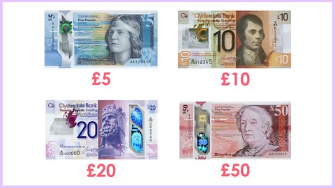 Scottish bank notes, from ?5 to ?50