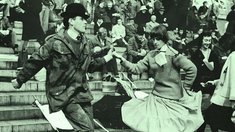 Dancing at an outdoor protest in London