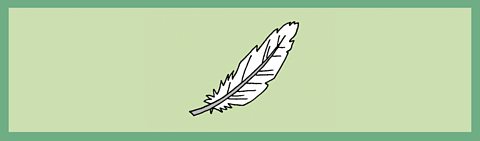 A cartoon feather on a green background