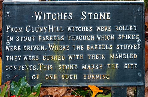 A memorial plaque remembering the women killed for being witches in Forres, Moray.