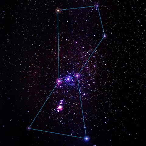 Constellation of Orion on black backdrop 