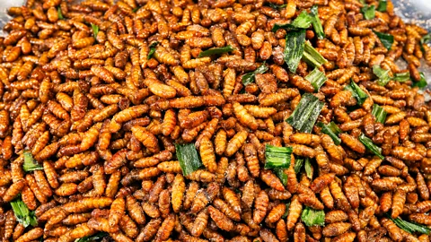 Bob Henry/Getty Images In many parts of Asia and Africa, insects are fried and sold as a popular snack (Credit: Bob Henry/Getty Images)