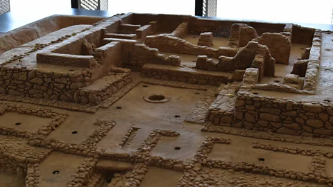 Andrew Lofthouse A model of Cancho Roano shows the remains of the site's most recent temple, constructed around the end of the 6th Century BCE Credit: Andrew Lofthouse)