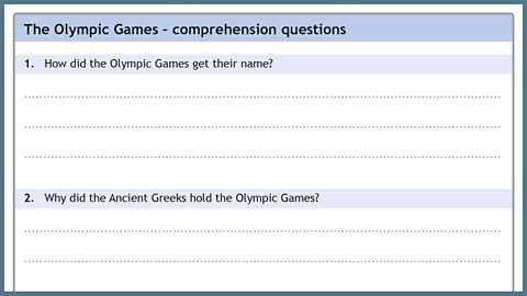 Comprehension questions